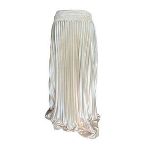 NWT Womens Studio West Iridescent Ivory Gorgeous Accordion Pleated Skirt - Sz L